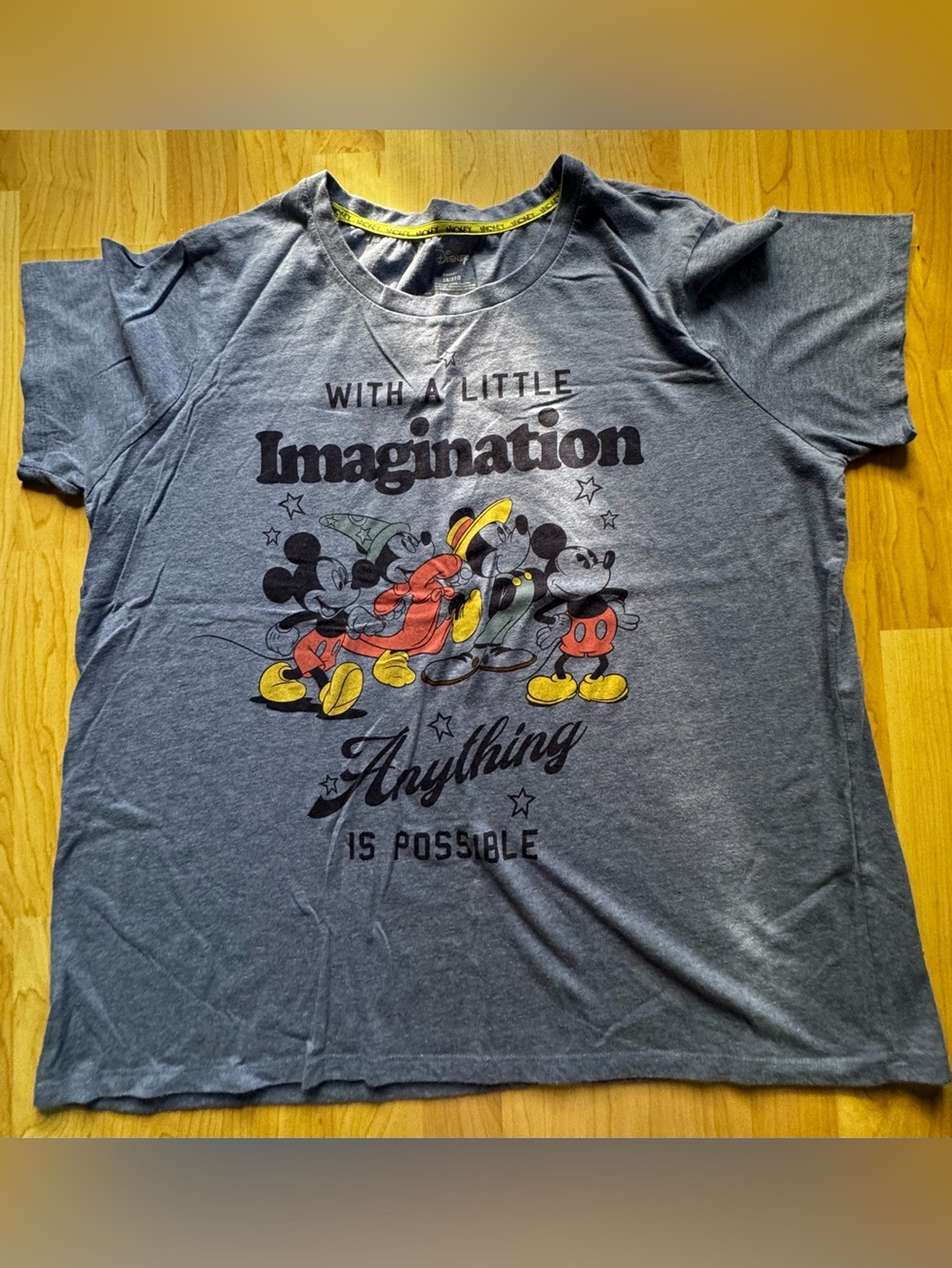 Women’s/Unisex Grey/light blue Mickey Mouse Graphic Tee - Imagination